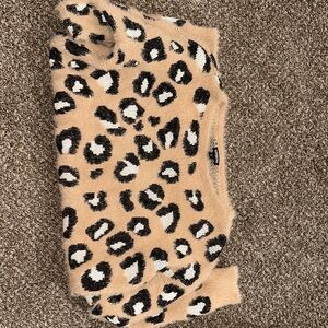 Express Tan and Black Leopard Print Sweater